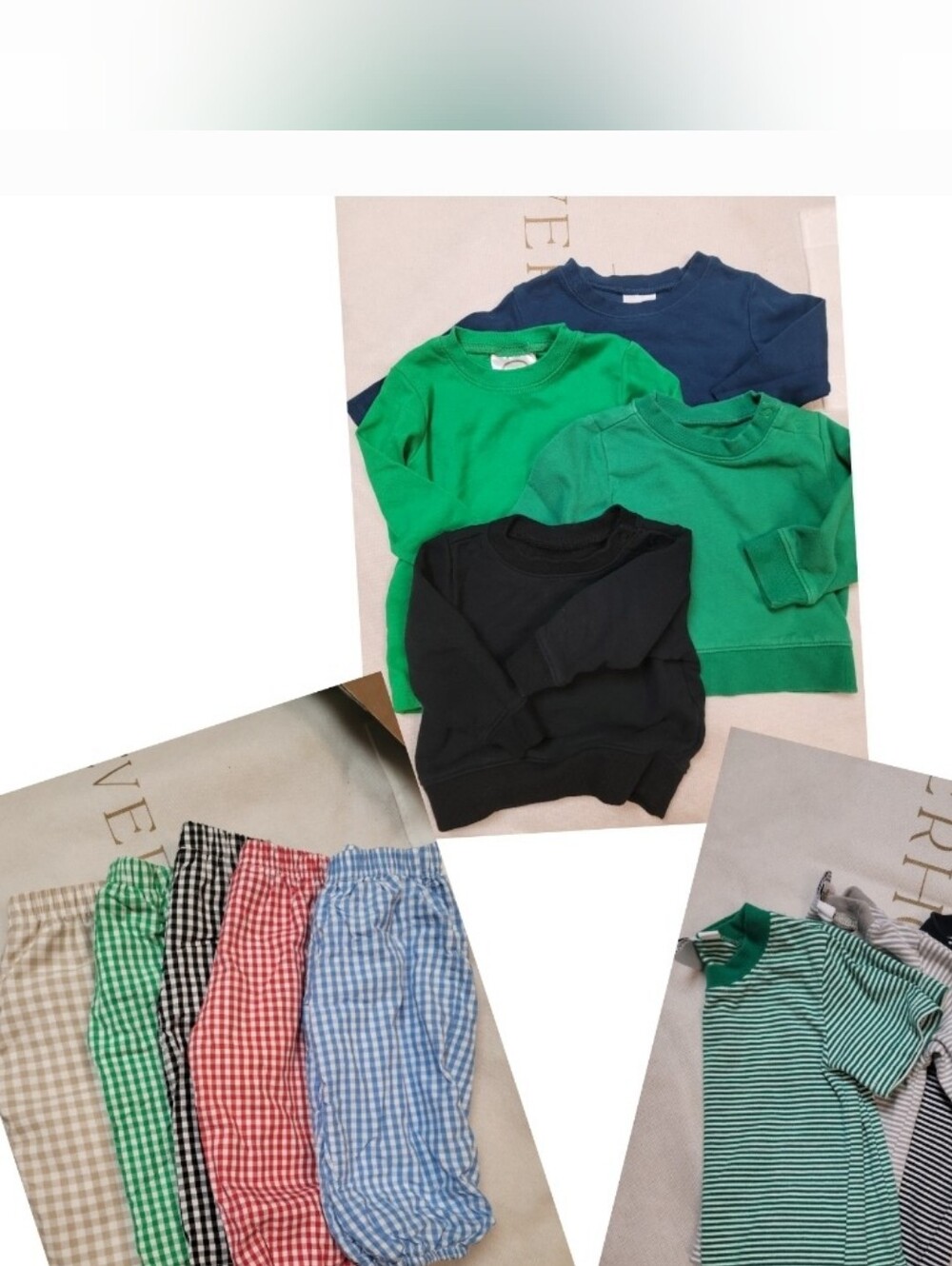 12pc Boys 3-6m & 6m Fall Bundle Gingham Stripe Cotton Knit Sets